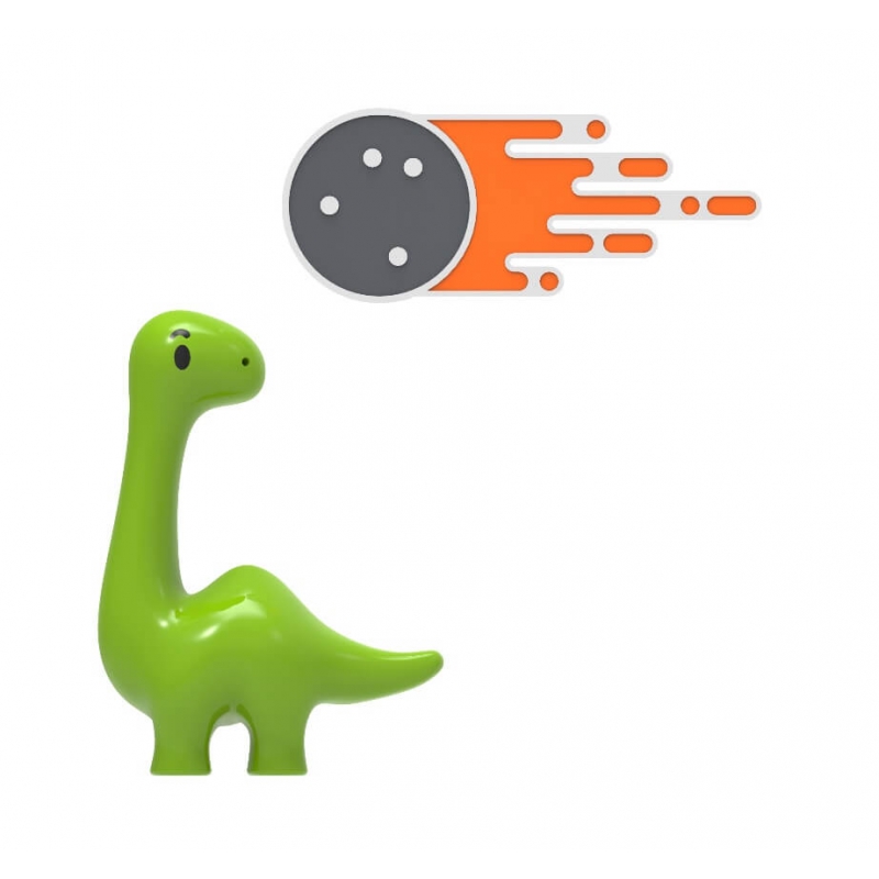 Przypinki dinozaur i meteor