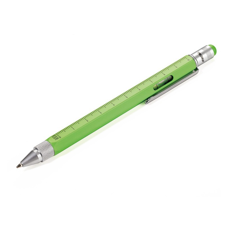 Wielozadaniowy długopis z linijką Construction zielony neon-TROIKA