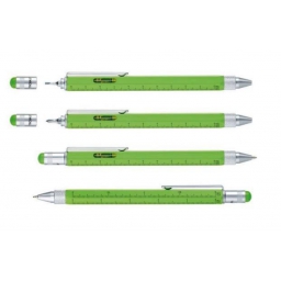 Wielozadaniowy długopis z linijką Construction zielony neon-TROIKA